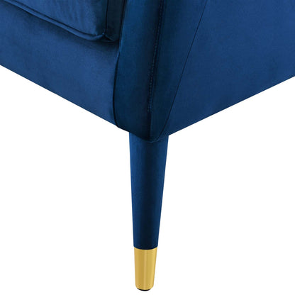 Premise Accent Lounge Performance Velvet Armchair, Velvet Fabric Wood, Navy Blue, 17413