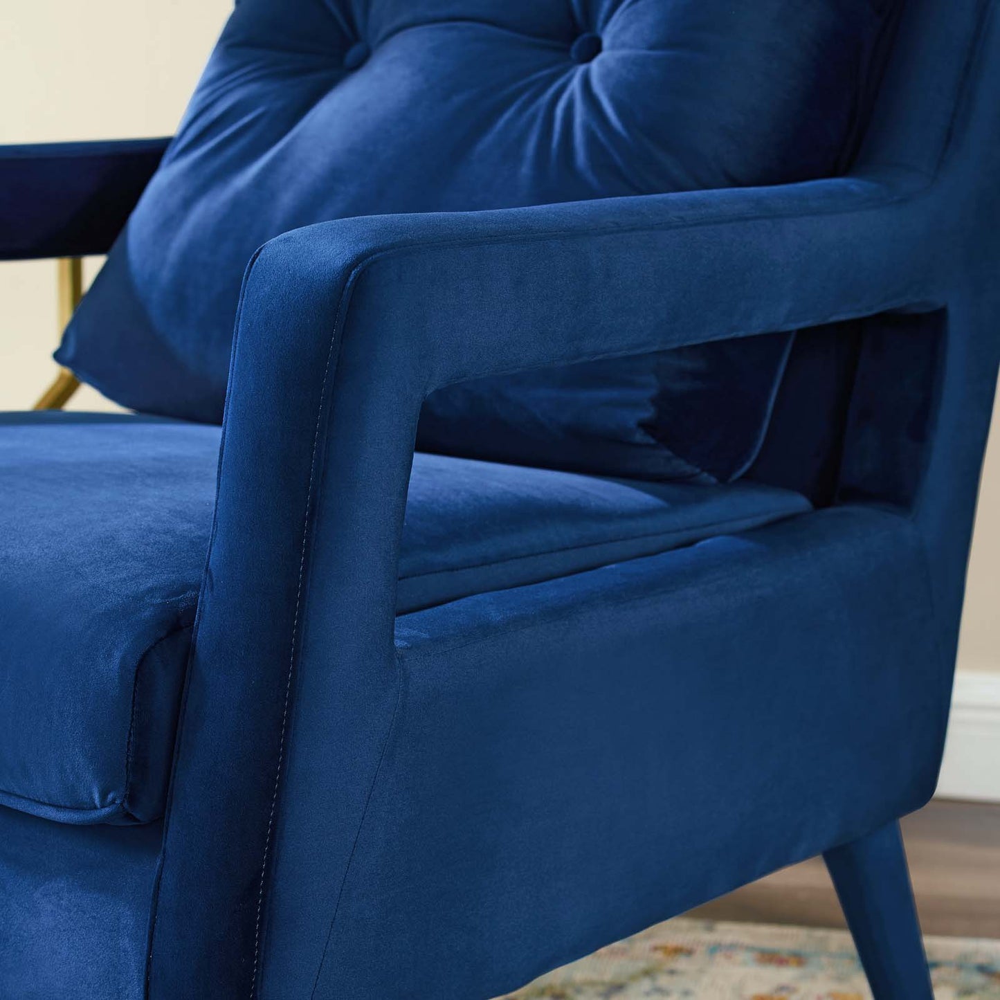 Premise Accent Lounge Performance Velvet Armchair, Velvet Fabric Wood, Navy Blue, 17413