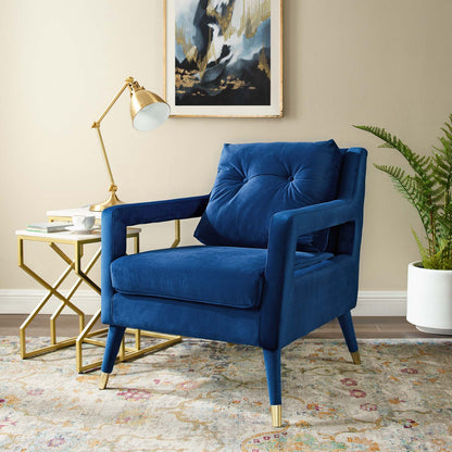 Premise Accent Lounge Performance Velvet Armchair, Velvet Fabric Wood, Navy Blue, 17413