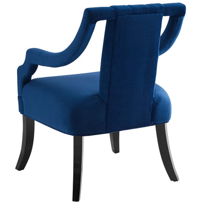 Harken Performance Velvet Accent Chair, Velvet Fabric Wood, Navy Blue, 17417