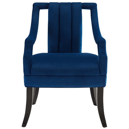 Harken Performance Velvet Accent Chair, Velvet Fabric Wood, Navy Blue, 17417