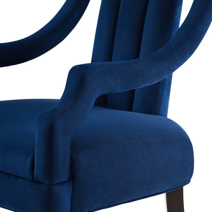 Harken Performance Velvet Accent Chair, Velvet Fabric Wood, Navy Blue, 17417