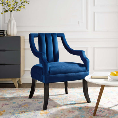 Harken Performance Velvet Accent Chair, Velvet Fabric Wood, Navy Blue, 17417