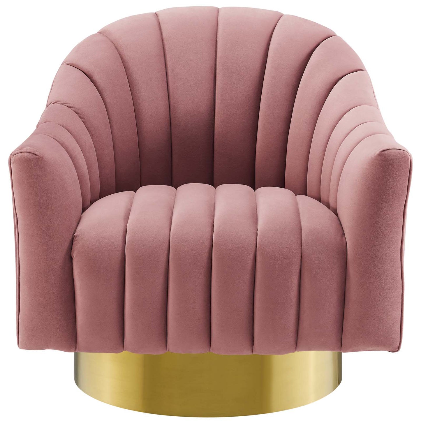 Buoyant Vertical Channel Tufted Accent Lounge Performance Velvet Swivel Chair, Velvet Fabric Metal Steel, Pink, 17419