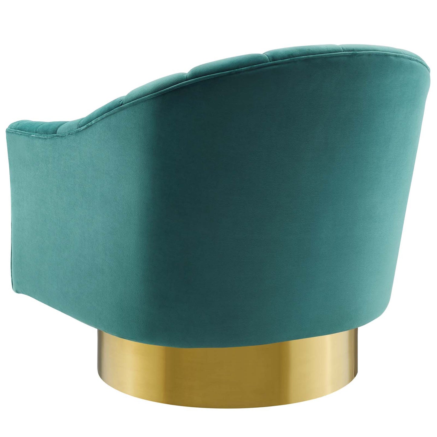 Buoyant Vertical Channel Tufted Accent Lounge Performance Velvet Swivel Chair, Velvet Fabric Metal Steel, Aqua Blue, 17422