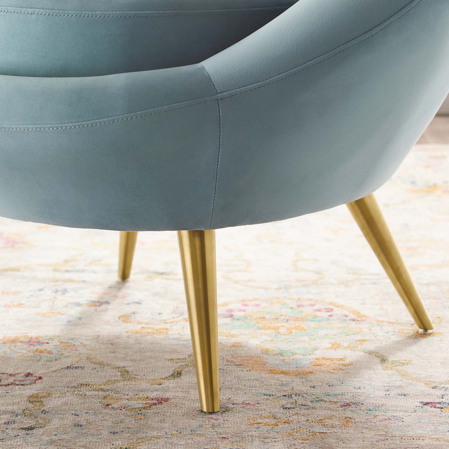 Circuit Performance Velvet Accent Chair, Velvet Fabric Metal Steel, Light Blue, 17425