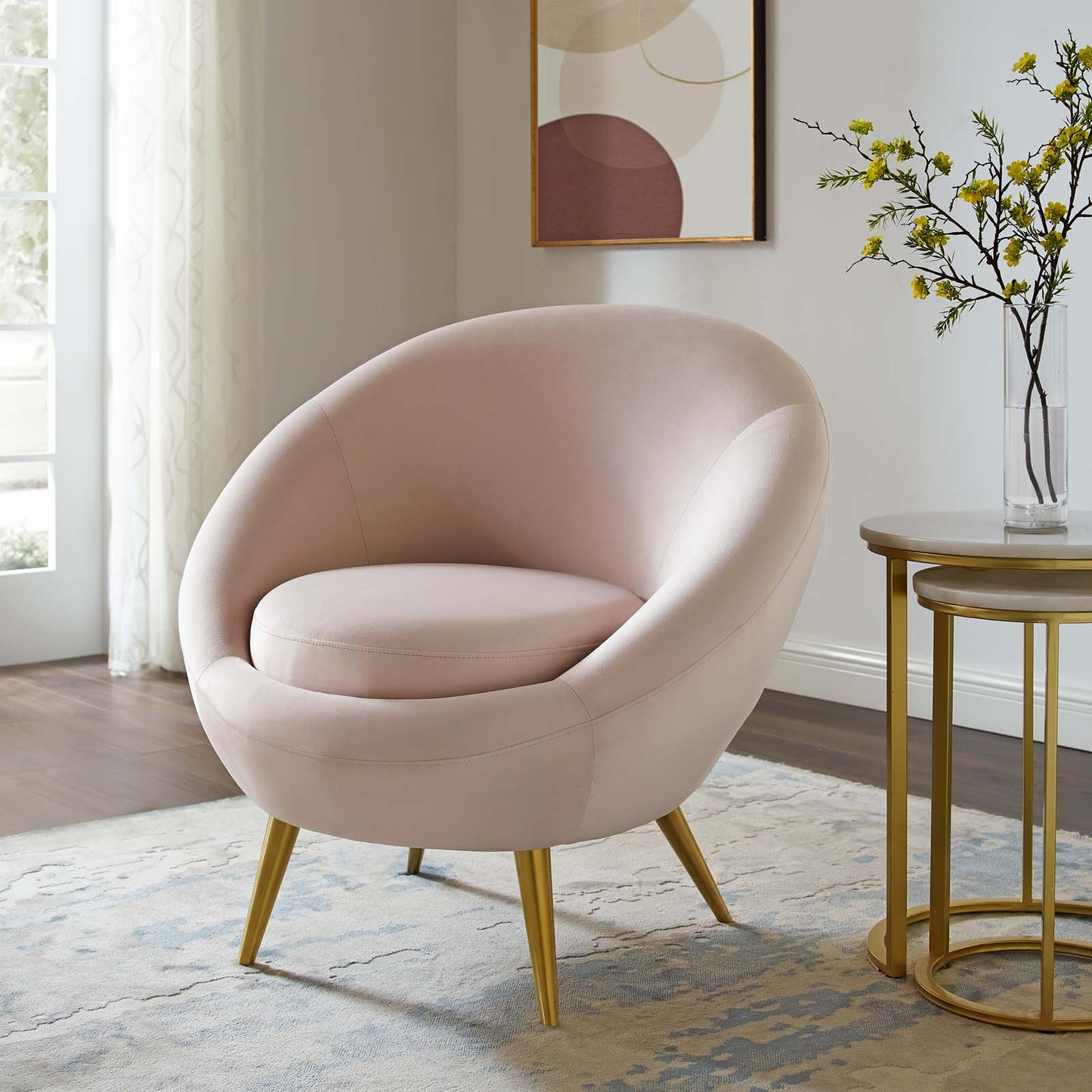 Circuit Performance Velvet Accent Chair, Velvet Fabric Metal Steel, Pink, 17426