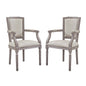 Penchant Dining Armchair Upholstered Fabric Set of 2, Fabric Wood Copper Nail Rivet, Beige 15416