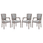 Penchant Dining Armchair Upholstered Fabric Set of 4, Fabric Wood Nail Rivet, Light Grey Gray 15794