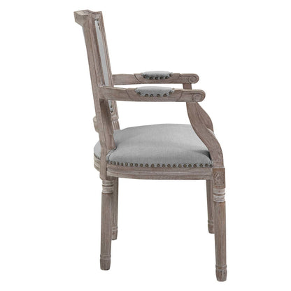 Penchant Dining Armchair Upholstered Fabric Set of 4, Fabric Wood Nail Rivet, Light Grey Gray 15794