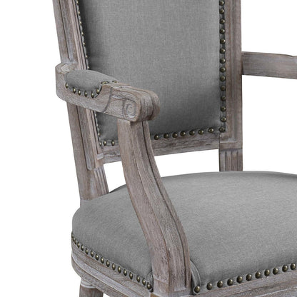 Penchant Dining Armchair Upholstered Fabric Set of 4, Fabric Wood Nail Rivet, Light Grey Gray 15794