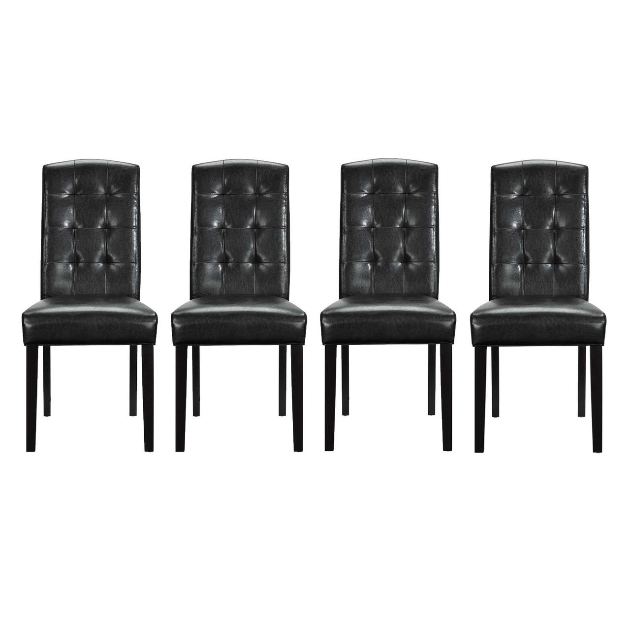 Perdure Dining Chairs Set of 4, Faux Vinyl Leather, Black 15795