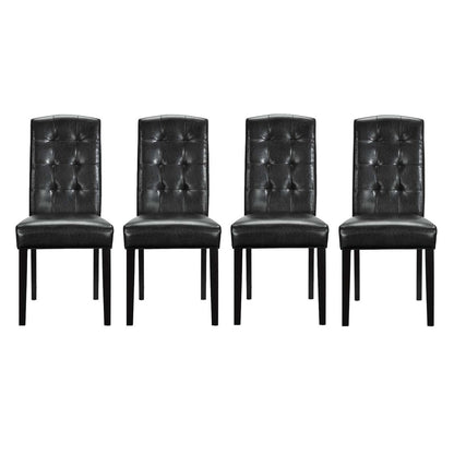 Perdure Dining Chairs Set of 4, Faux Vinyl Leather, Black 15795