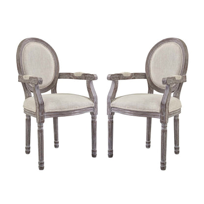 Emanate Dining Armchair Upholstered Fabric Set of 2, Fabric Wood, Beige 15418