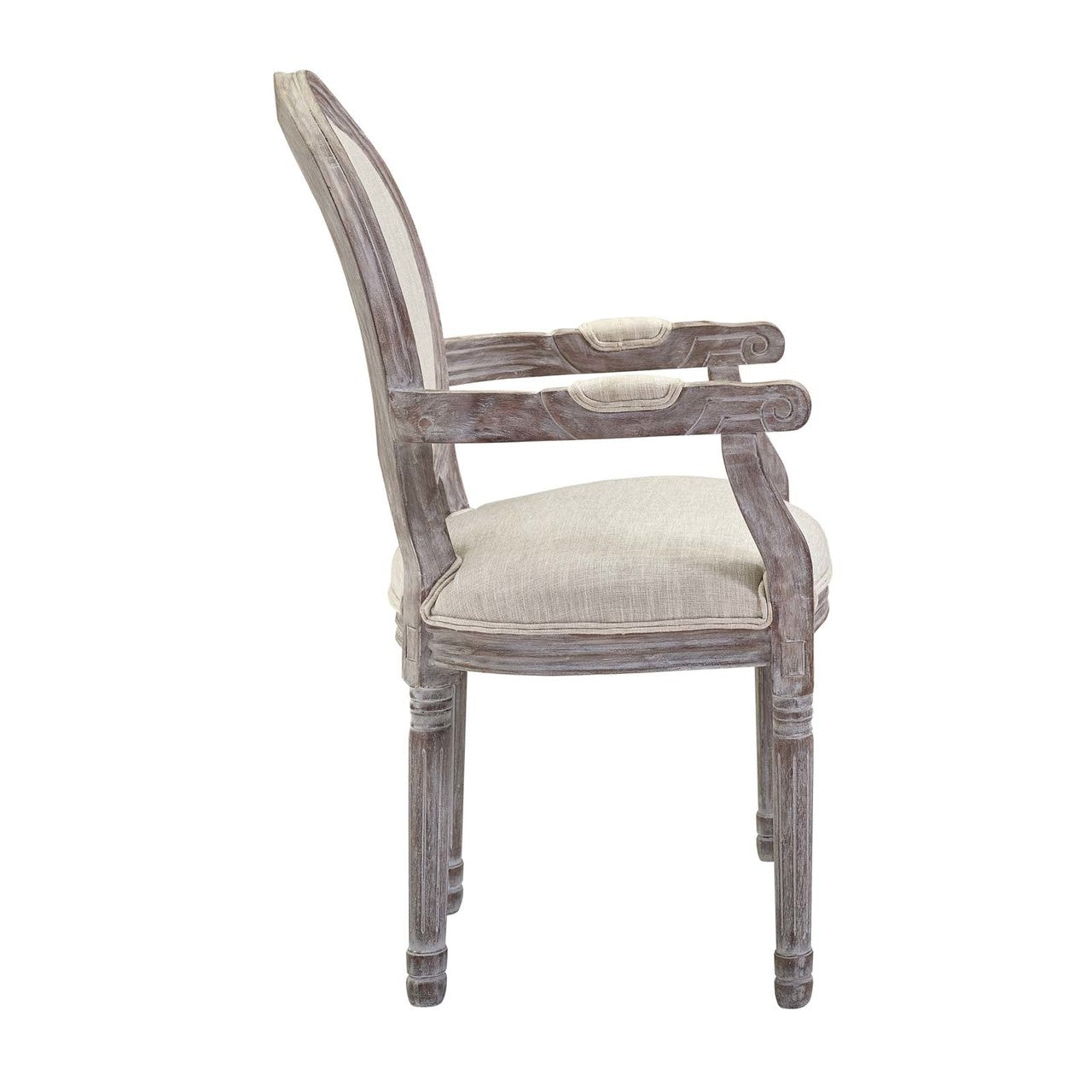 Emanate Dining Armchair Upholstered Fabric Set of 2, Fabric Wood, Beige 15418