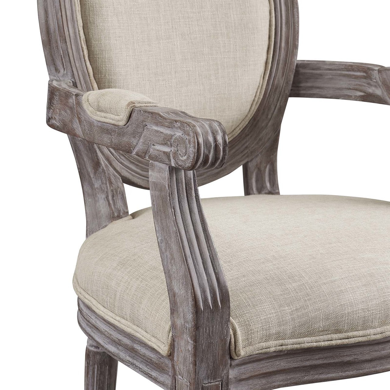 Emanate Dining Armchair Upholstered Fabric Set of 2, Fabric Wood, Beige 15418