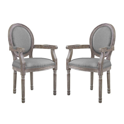 Emanate Dining Armchair Upholstered Fabric Set of 2, Fabric Wood, Light Grey Gray 15419