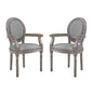 Emanate Dining Armchair Upholstered Fabric Set of 2, Fabric Wood, Light Grey Gray 15419