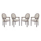 Emanate Dining Armchair Upholstered Fabric Set of 4, Fabric Wood, Beige 15796