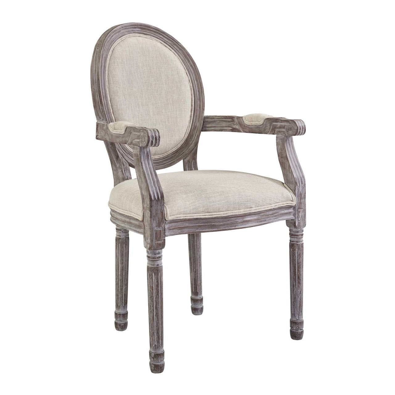 Emanate Dining Armchair Upholstered Fabric Set of 4, Fabric Wood, Beige 15796