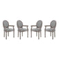 Emanate Dining Armchair Upholstered Fabric Set of 4, Fabric Wood, Light Grey Gray 15797