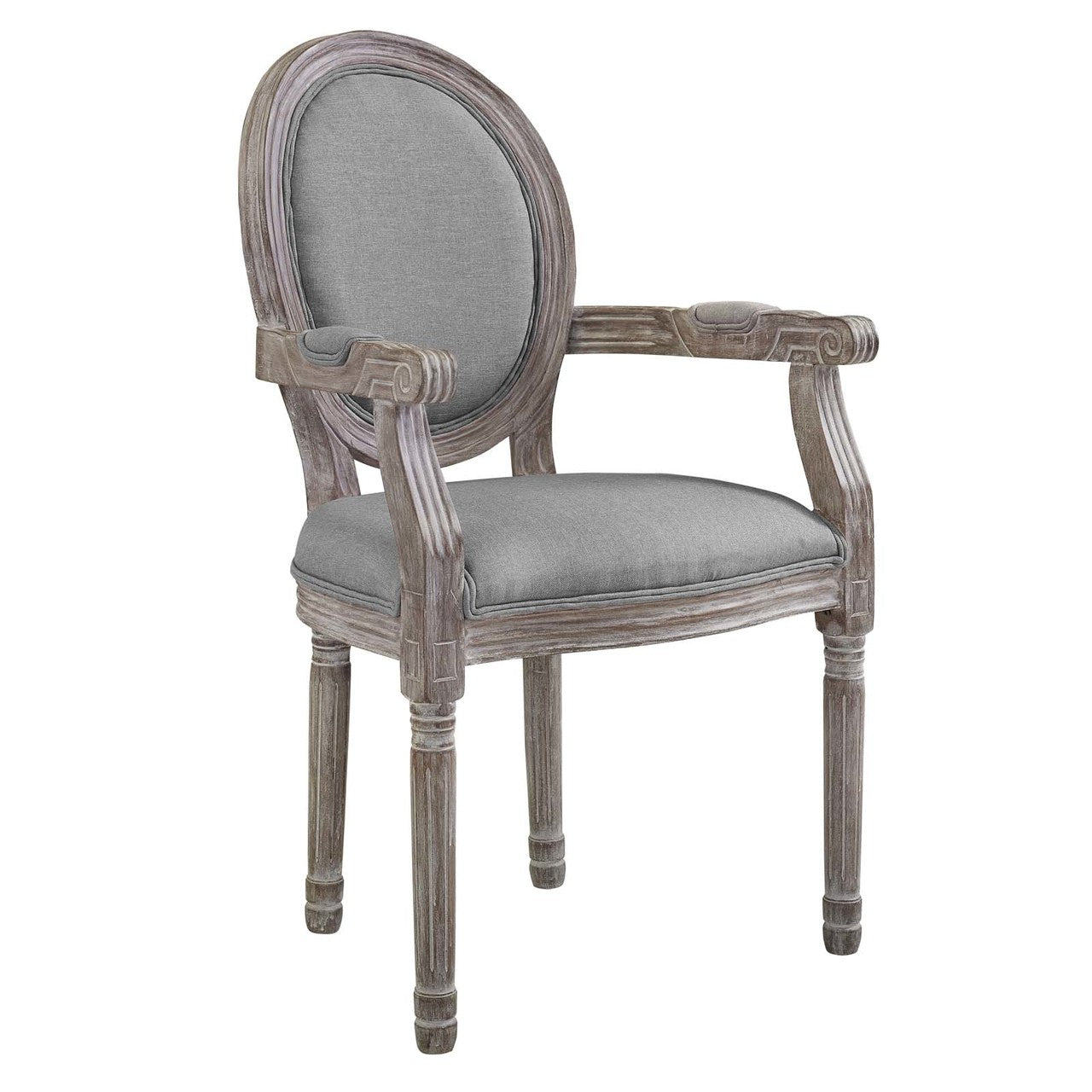 Emanate Dining Armchair Upholstered Fabric Set of 4, Fabric Wood, Light Grey Gray 15797