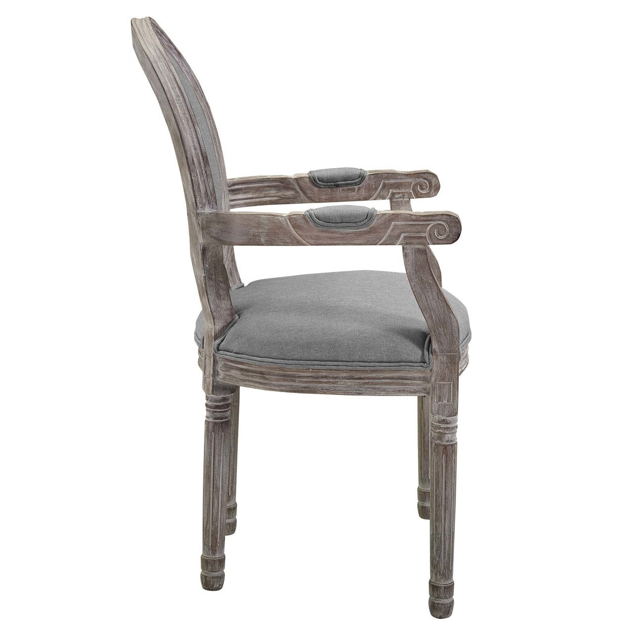 Emanate Dining Armchair Upholstered Fabric Set of 4, Fabric Wood, Light Grey Gray 15797