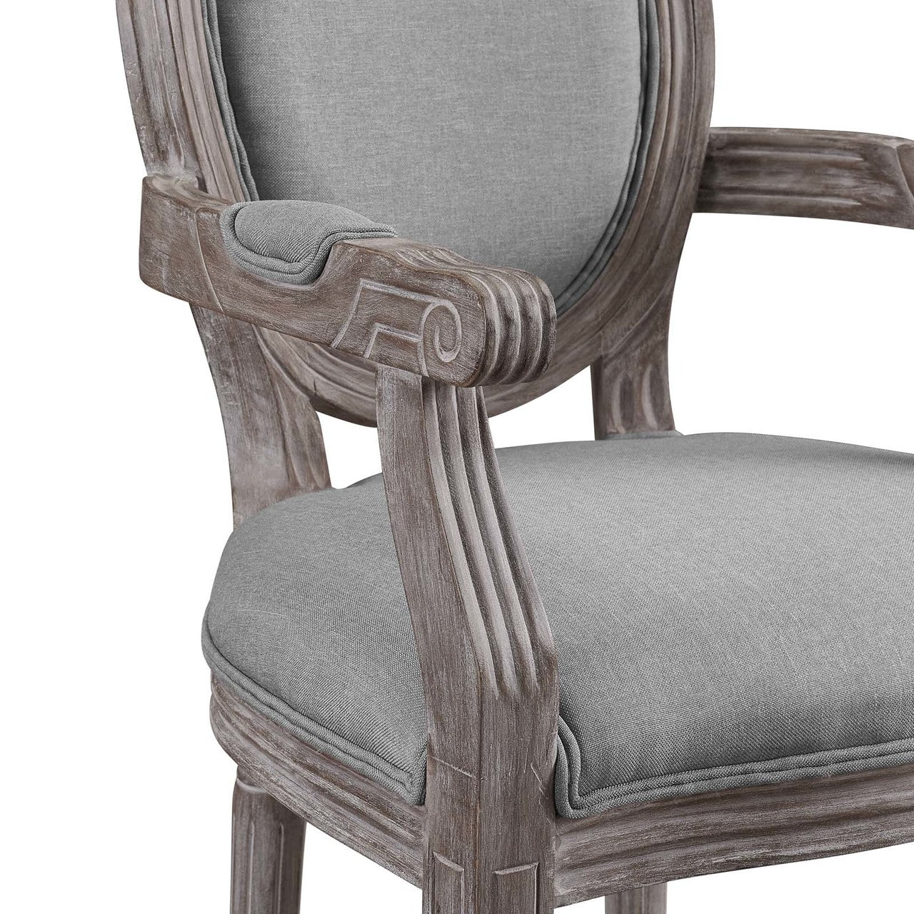 Emanate Dining Armchair Upholstered Fabric Set of 4, Fabric Wood, Light Grey Gray 15797