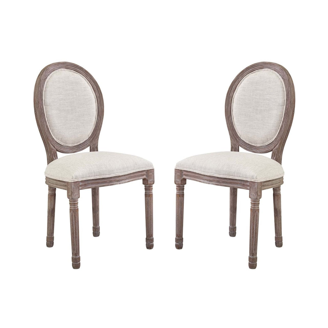 Emanate Dining Side Chair Upholstered Fabric Set of 2, Fabric Wood, Beige 15420
