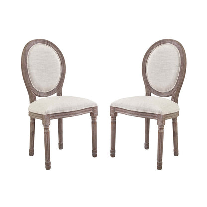 Emanate Dining Side Chair Upholstered Fabric Set of 2, Fabric Wood, Beige 15420