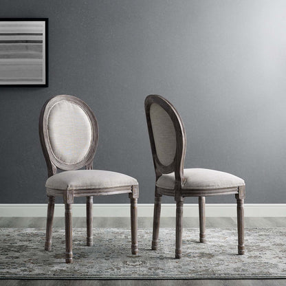 Emanate Dining Side Chair Upholstered Fabric Set of 2, Fabric Wood, Beige 15420