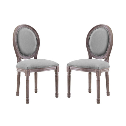 Emanate Dining Side Chair Upholstered Fabric Set of 2, Fabric Wood, Light Grey Gray 15421