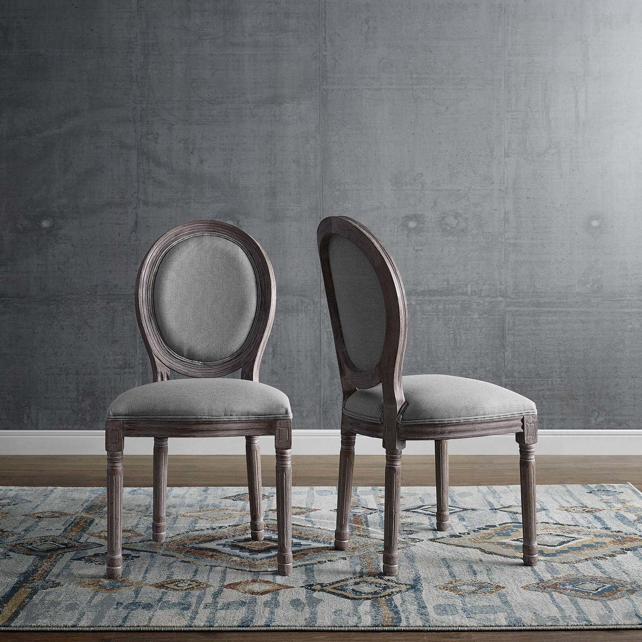Emanate Dining Side Chair Upholstered Fabric Set of 2, Fabric Wood, Light Grey Gray 15421