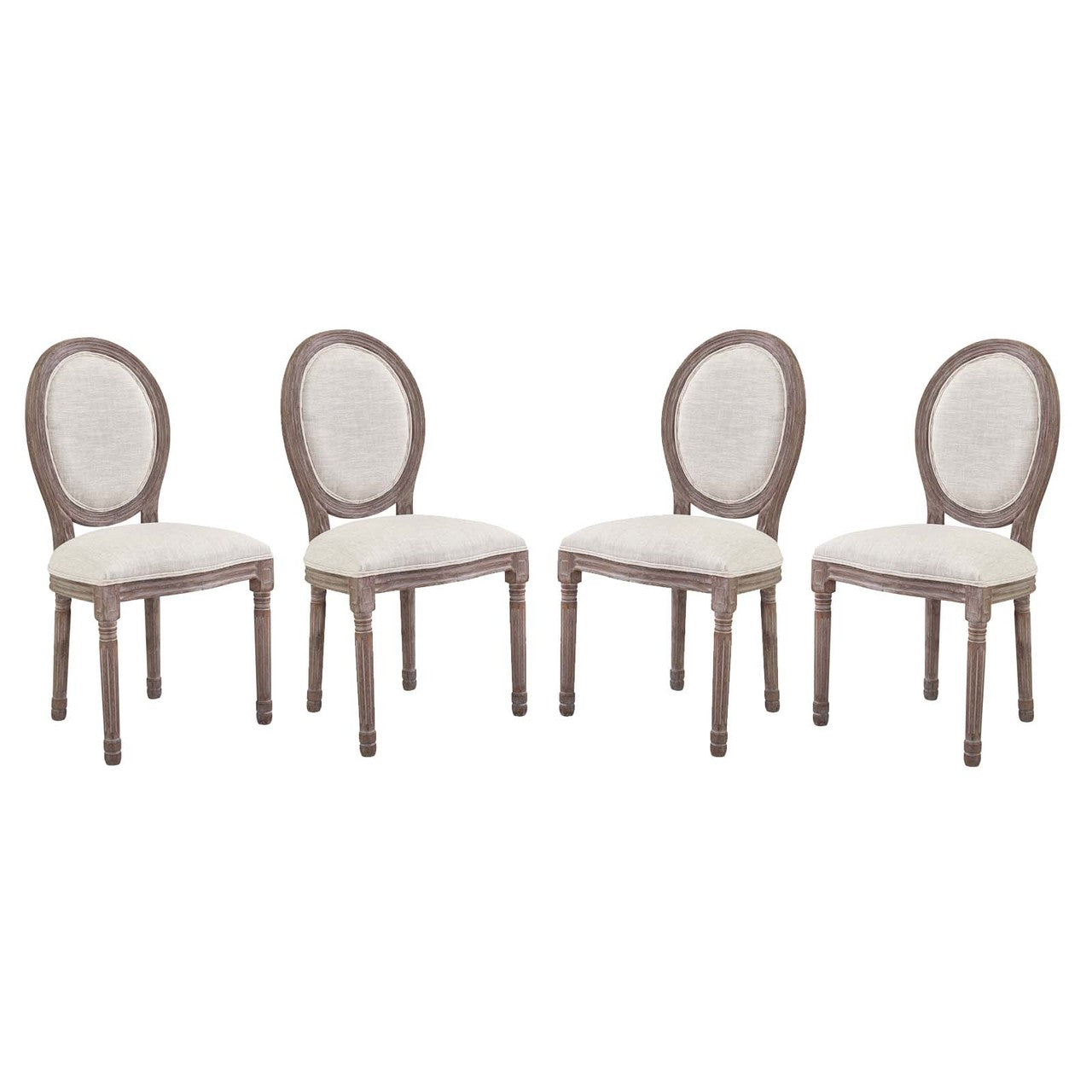 Emanate Dining Side Chair Upholstered Fabric Set of 4, Fabric Wood, Beige 15798