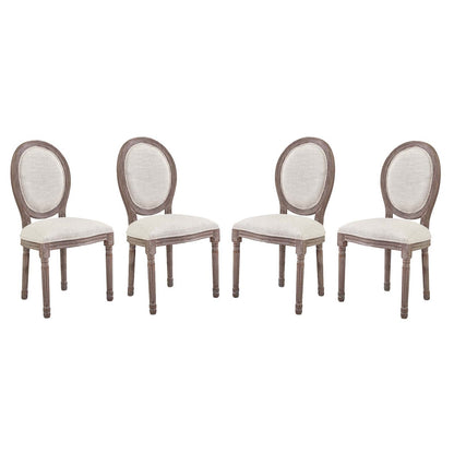 Emanate Dining Side Chair Upholstered Fabric Set of 4, Fabric Wood, Beige 15798