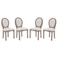 Emanate Dining Side Chair Upholstered Fabric Set of 4, Fabric Wood, Beige 15798