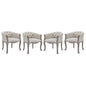 Crown Dining Armchair Upholstered Fabric Set of 4, Fabric Wood, Beige 15800