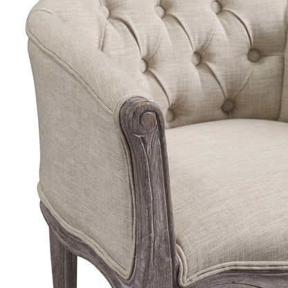 Crown Dining Armchair Upholstered Fabric Set of 4, Fabric Wood, Beige 15800