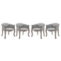 Crown Dining Armchair Upholstered Fabric Set of 4, Fabric Wood, Light Grey Gray 15801