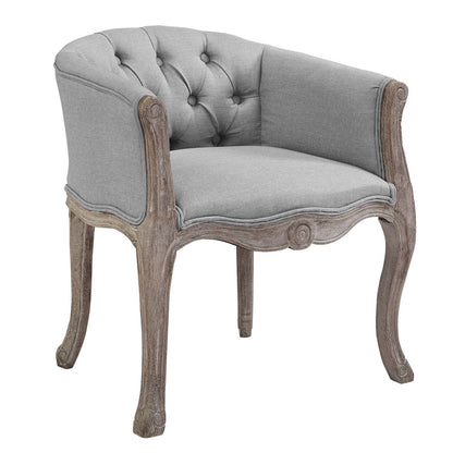 Crown Dining Armchair Upholstered Fabric Set of 4, Fabric Wood, Light Grey Gray 15801