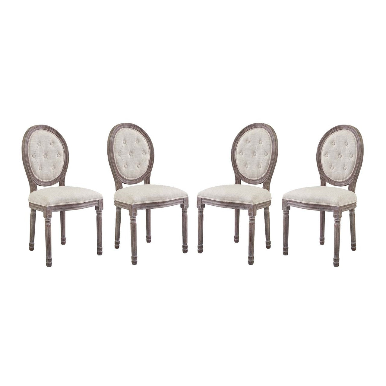 Arise Dining Side Chair Upholstered Fabric Set of 4, Fabric Wood, Beige 15802