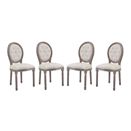Arise Dining Side Chair Upholstered Fabric Set of 4, Fabric Wood, Beige 15802