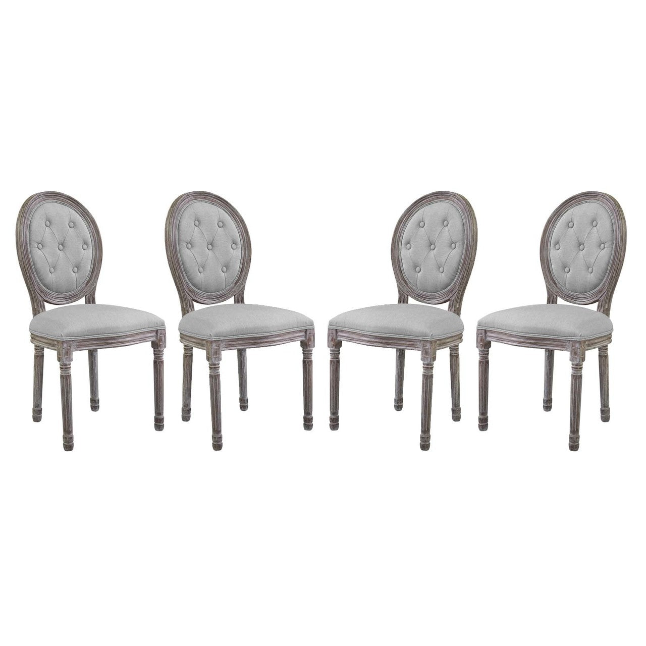 Arise Dining Side Chair Upholstered Fabric Set of 4, Fabric Wood, Light Grey Gray 15803