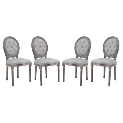 Arise Dining Side Chair Upholstered Fabric Set of 4, Fabric Wood, Light Grey Gray 15803