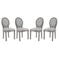 Arise Dining Side Chair Upholstered Fabric Set of 4, Fabric Wood, Light Grey Gray 15803