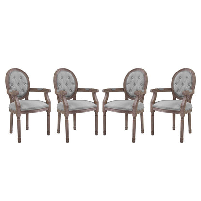 Arise Dining Armchair Upholstered Fabric Set of 4, Fabric Wood, Light Grey Gray 15805