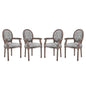 Arise Dining Armchair Upholstered Fabric Set of 4, Fabric Wood, Light Grey Gray 15805