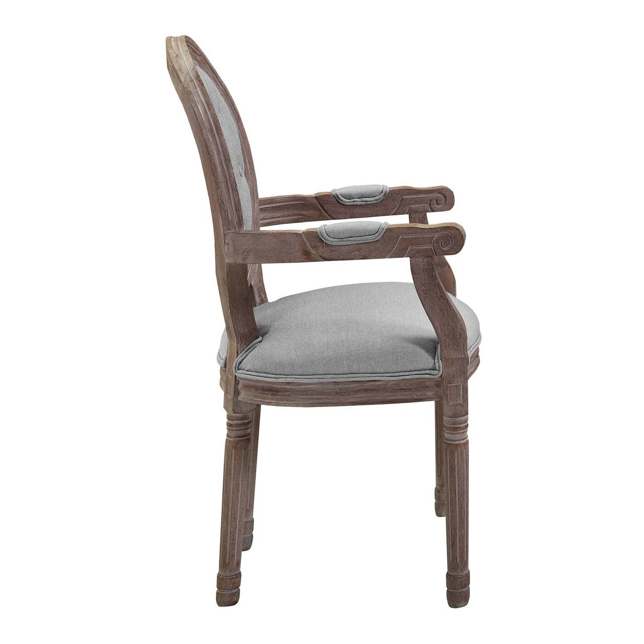 Arise Dining Armchair Upholstered Fabric Set of 4, Fabric Wood, Light Grey Gray 15805