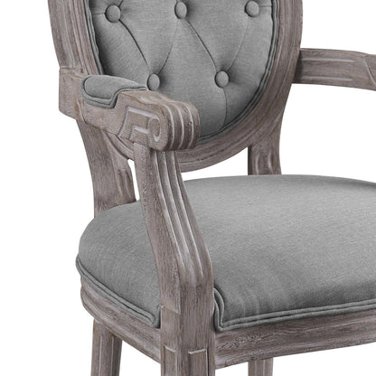 Arise Dining Armchair Upholstered Fabric Set of 4, Fabric Wood, Light Grey Gray 15805