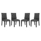 Duchess Dining Chair Vinyl Set of 4, Faux Vinyl Leather, Black 15806